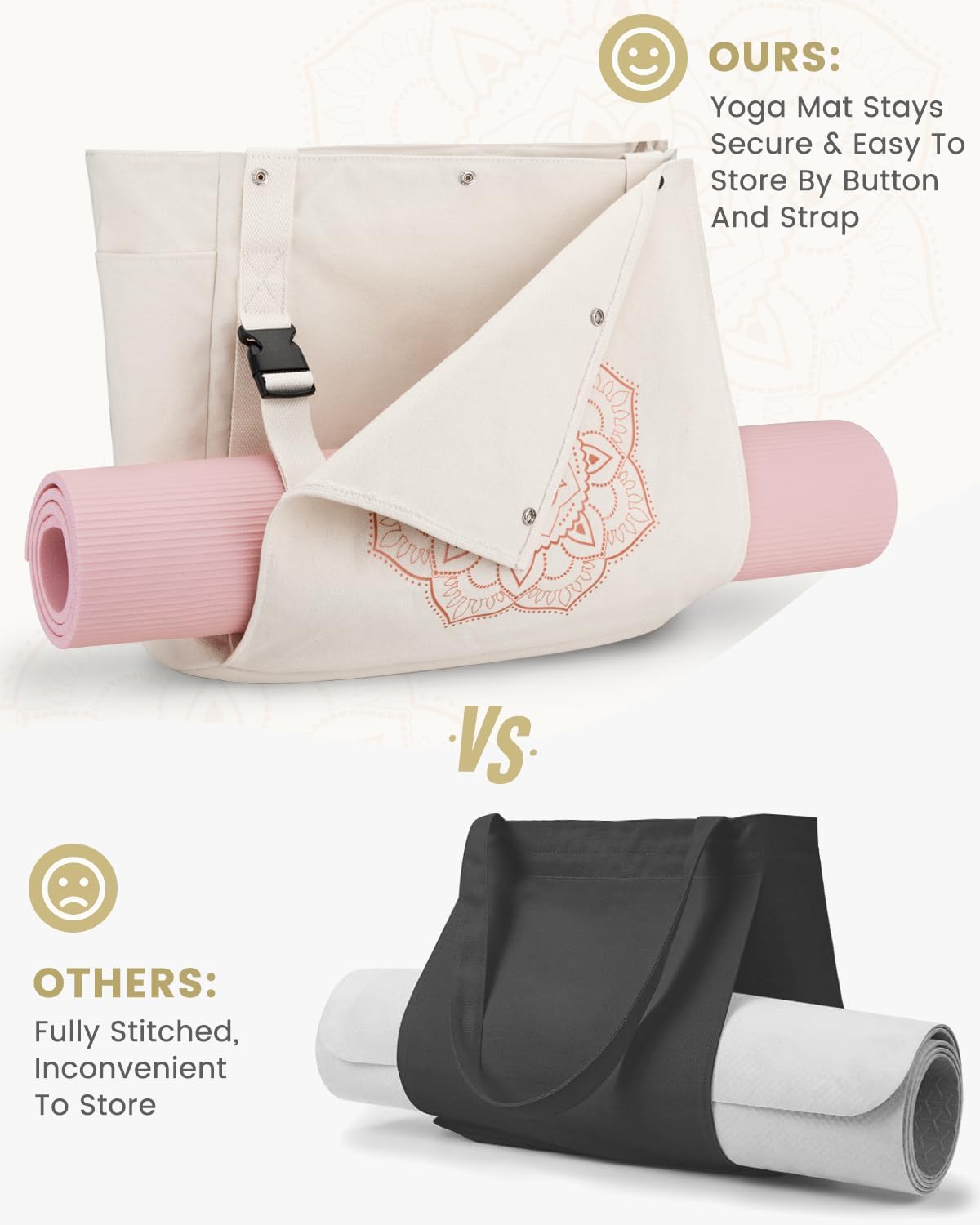 Yoga Mat Bag For Women Canvas Tote Pilates Gym Bag With Mat Carrier