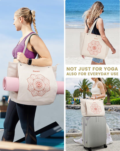 Yoga Mat Bag For Women Canvas Tote Pilates Gym Bag With Mat Carrier