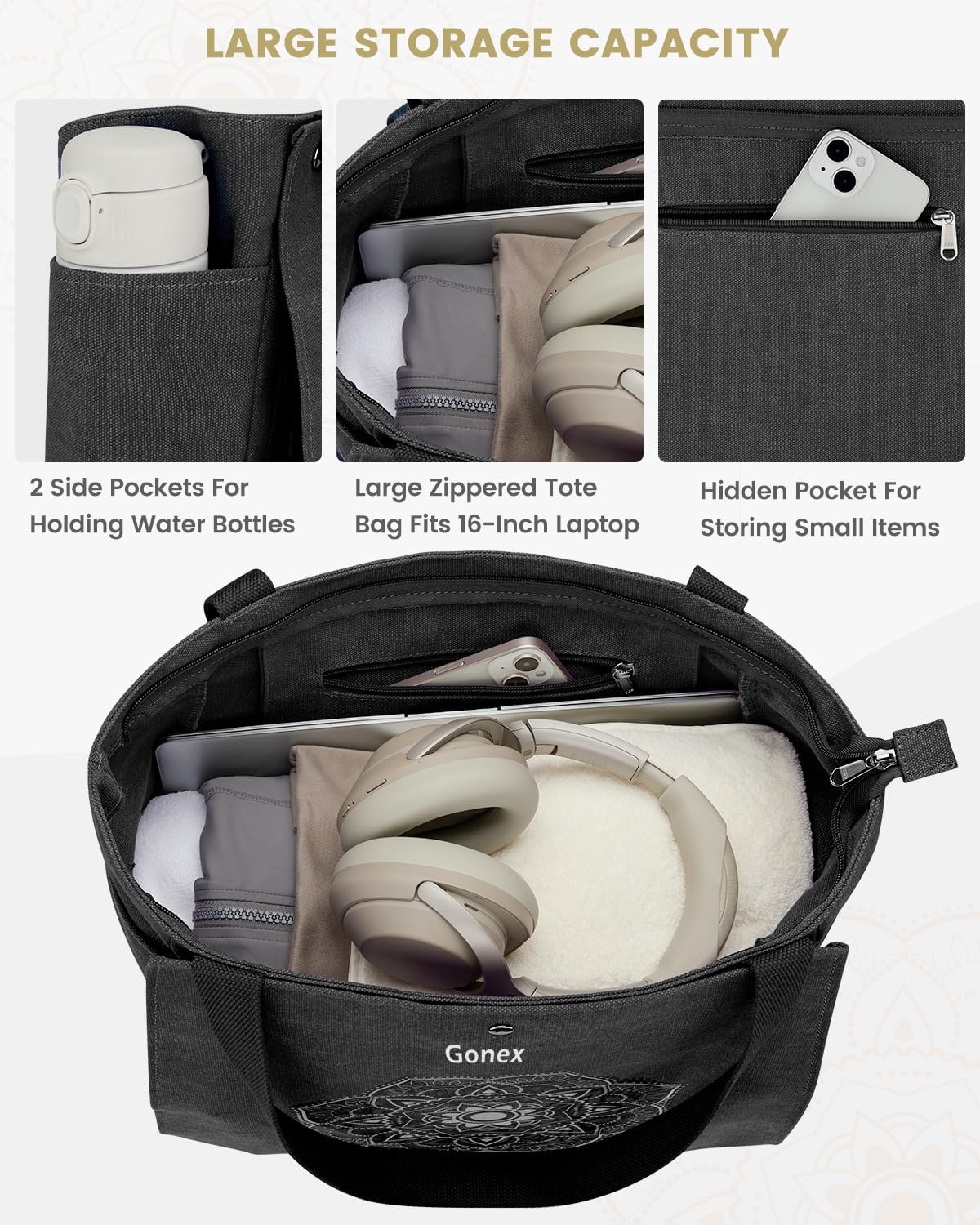 Yoga Mat Bag For Women Canvas Tote Pilates Gym Bag With Mat Carrier