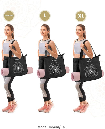 Yoga Mat Bag For Women Canvas Tote Pilates Gym Bag With Mat Carrier