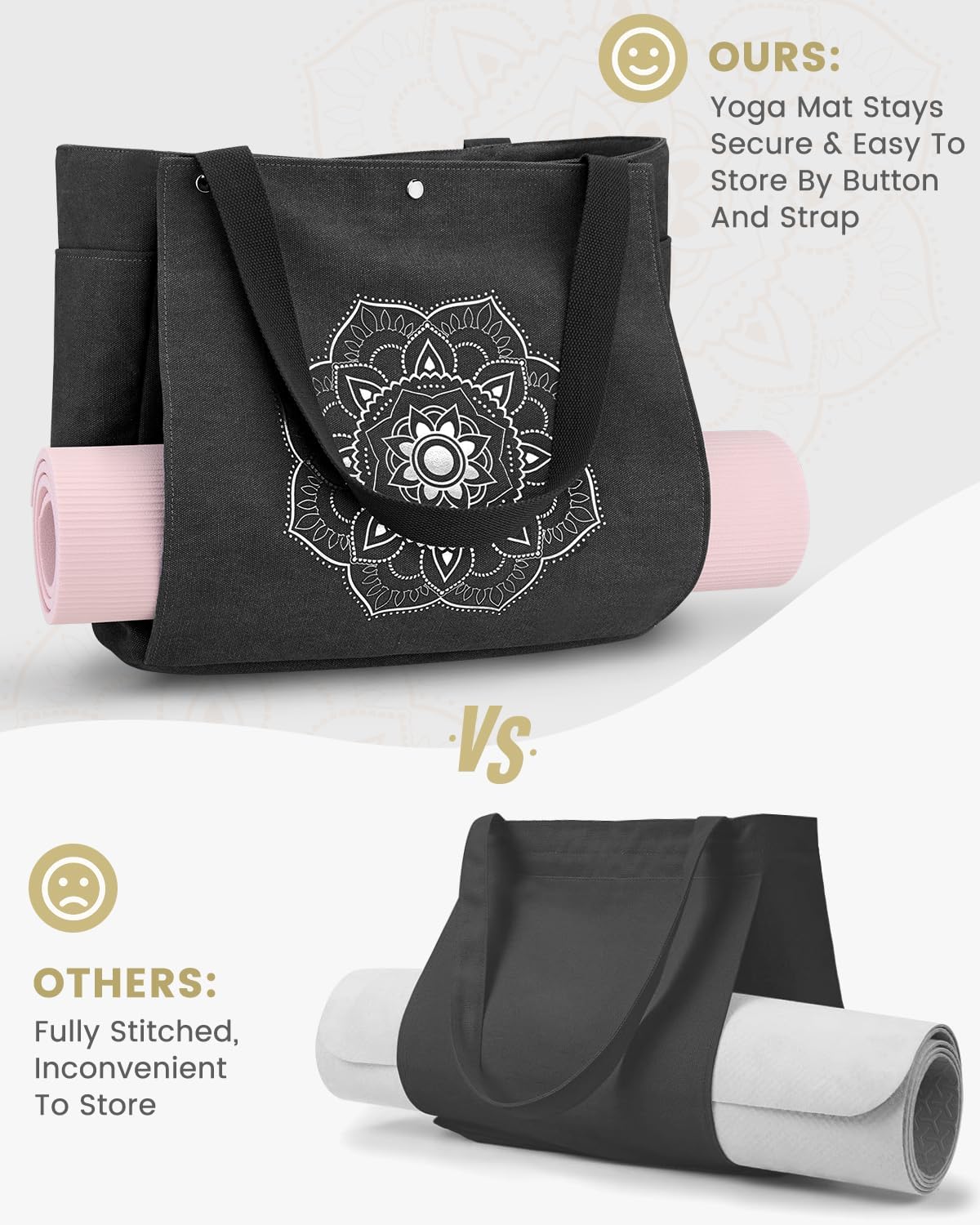 Yoga Mat Bag For Women Canvas Tote Pilates Gym Bag With Mat Carrier