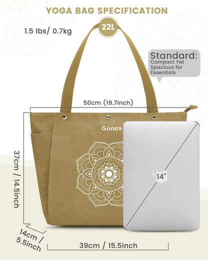 Yoga Mat Bag For Women Canvas Tote Pilates Gym Bag With Mat Carrier