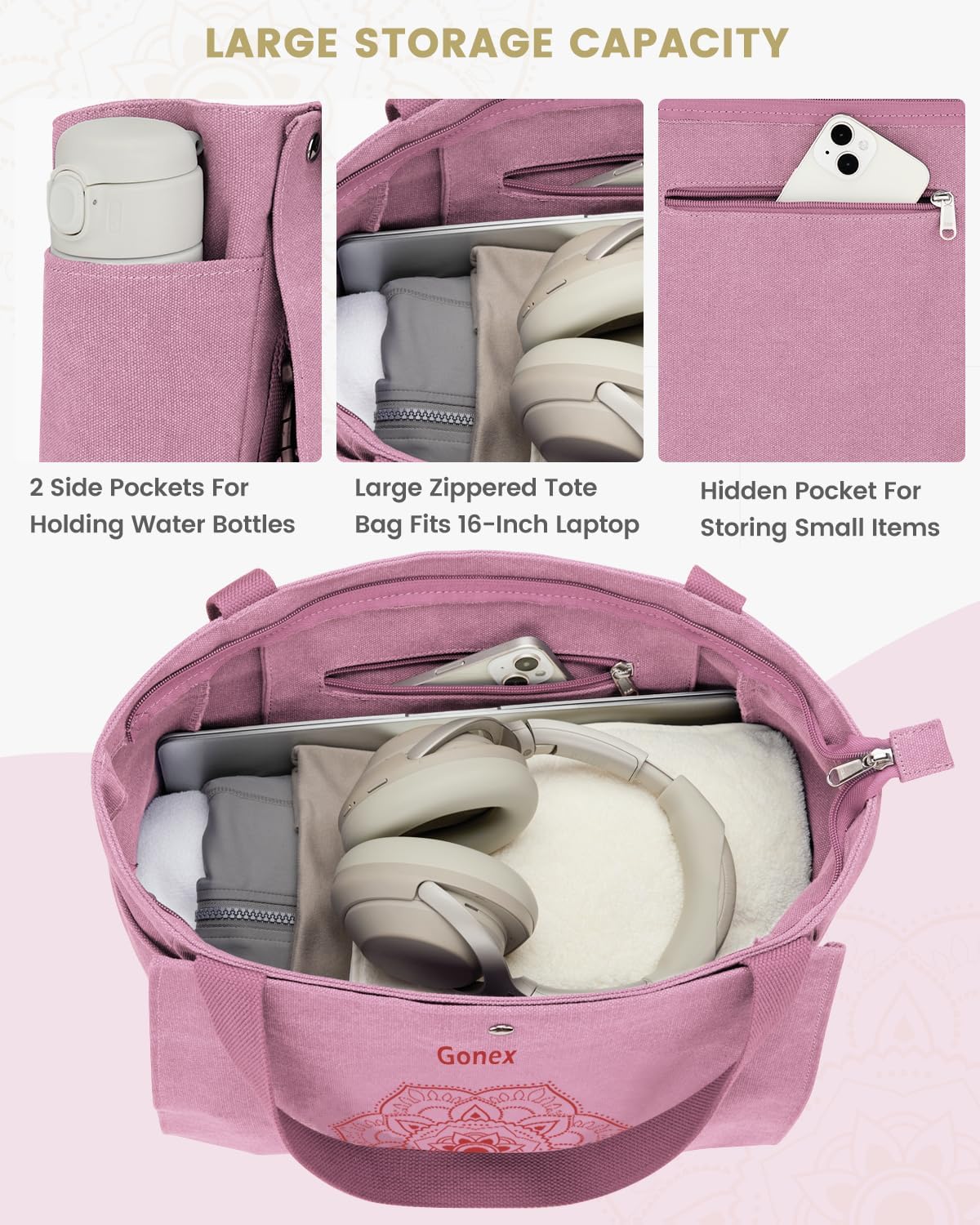 Yoga Mat Bag For Women Canvas Tote Pilates Gym Bag With Mat Carrier