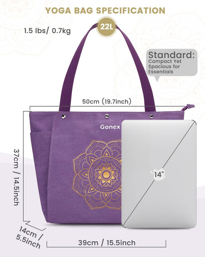 Yoga Mat Bag For Women Canvas Tote Pilates Gym Bag With Mat Carrier