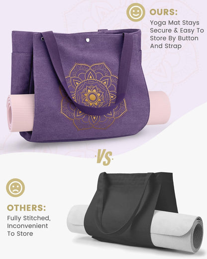 Yoga Mat Bag For Women Canvas Tote Pilates Gym Bag With Mat Carrier