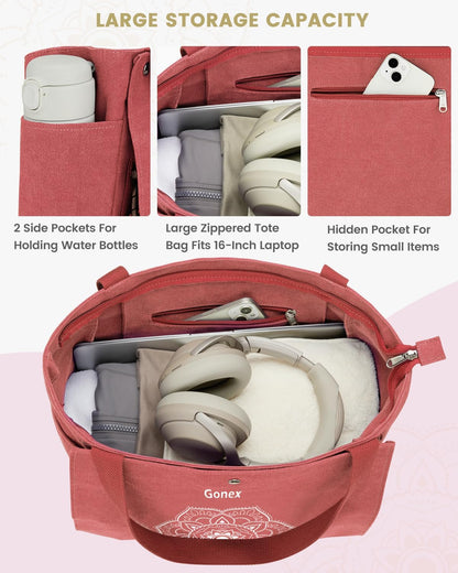 Yoga Mat Bag For Women Canvas Tote Pilates Gym Bag With Mat Carrier