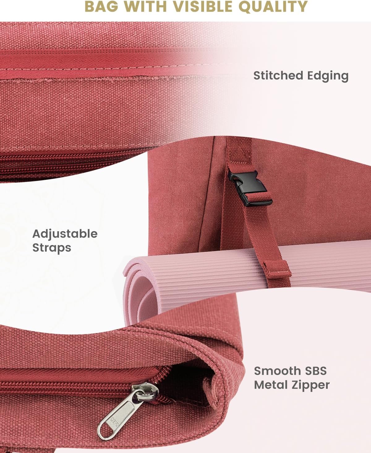 Yoga Mat Bag For Women Canvas Tote Pilates Gym Bag With Mat Carrier