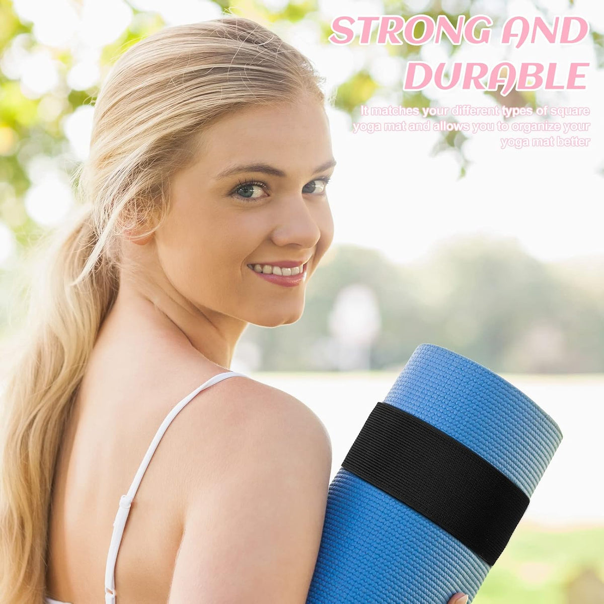 4 Pcs Nylon Yoga Mat Strap Bungee Band for Mat Storage, Black