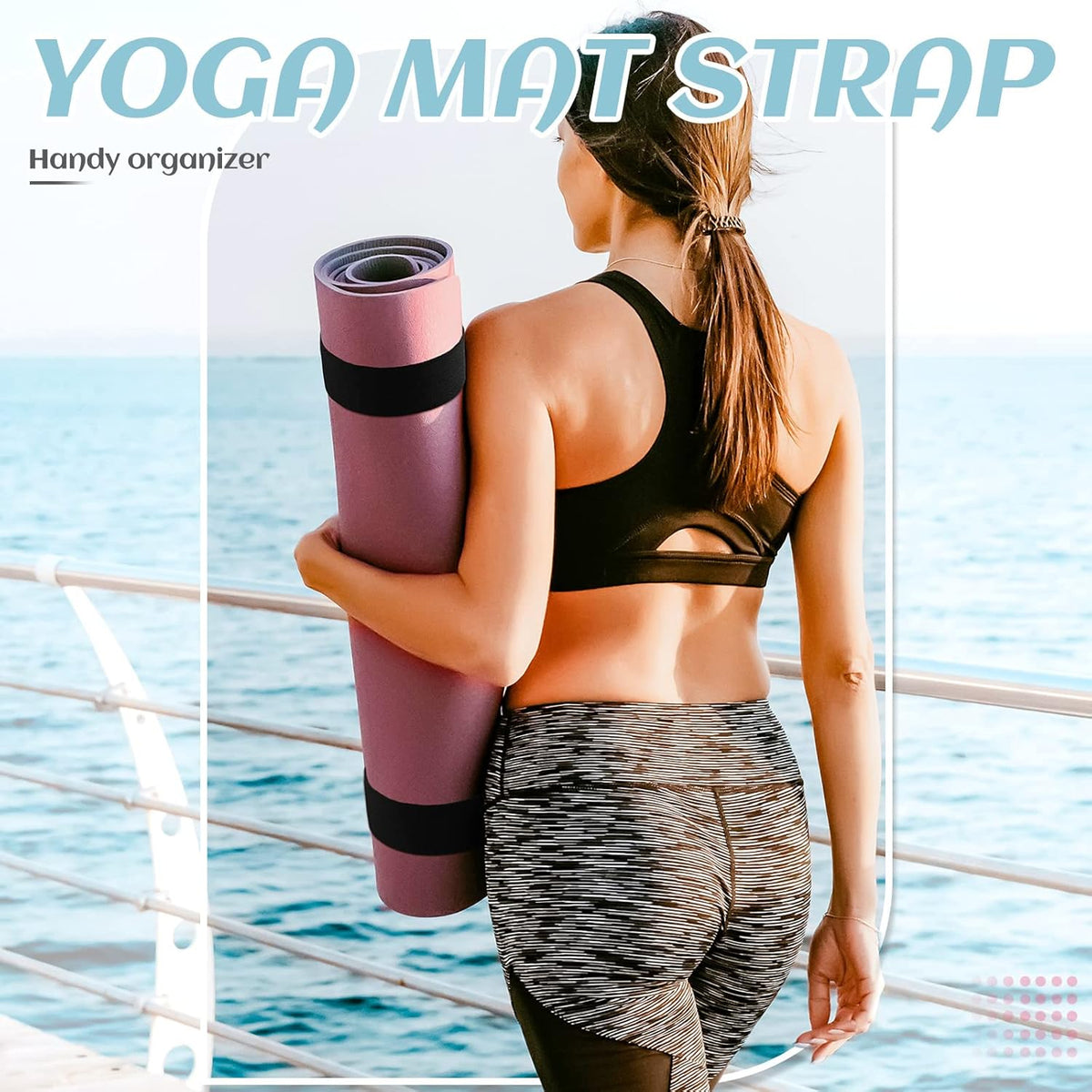4 Pcs Nylon Yoga Mat Strap Bungee Band for Mat Storage, Black