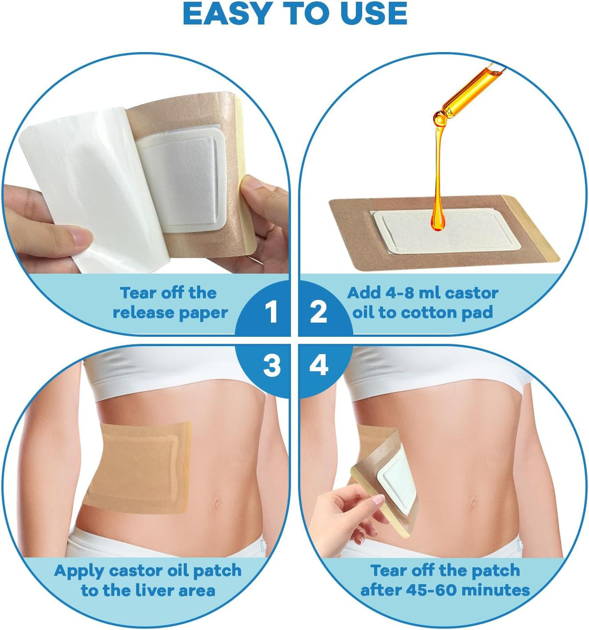 Disposable Castor Oil Patches, Castor Oil Pack Wrap