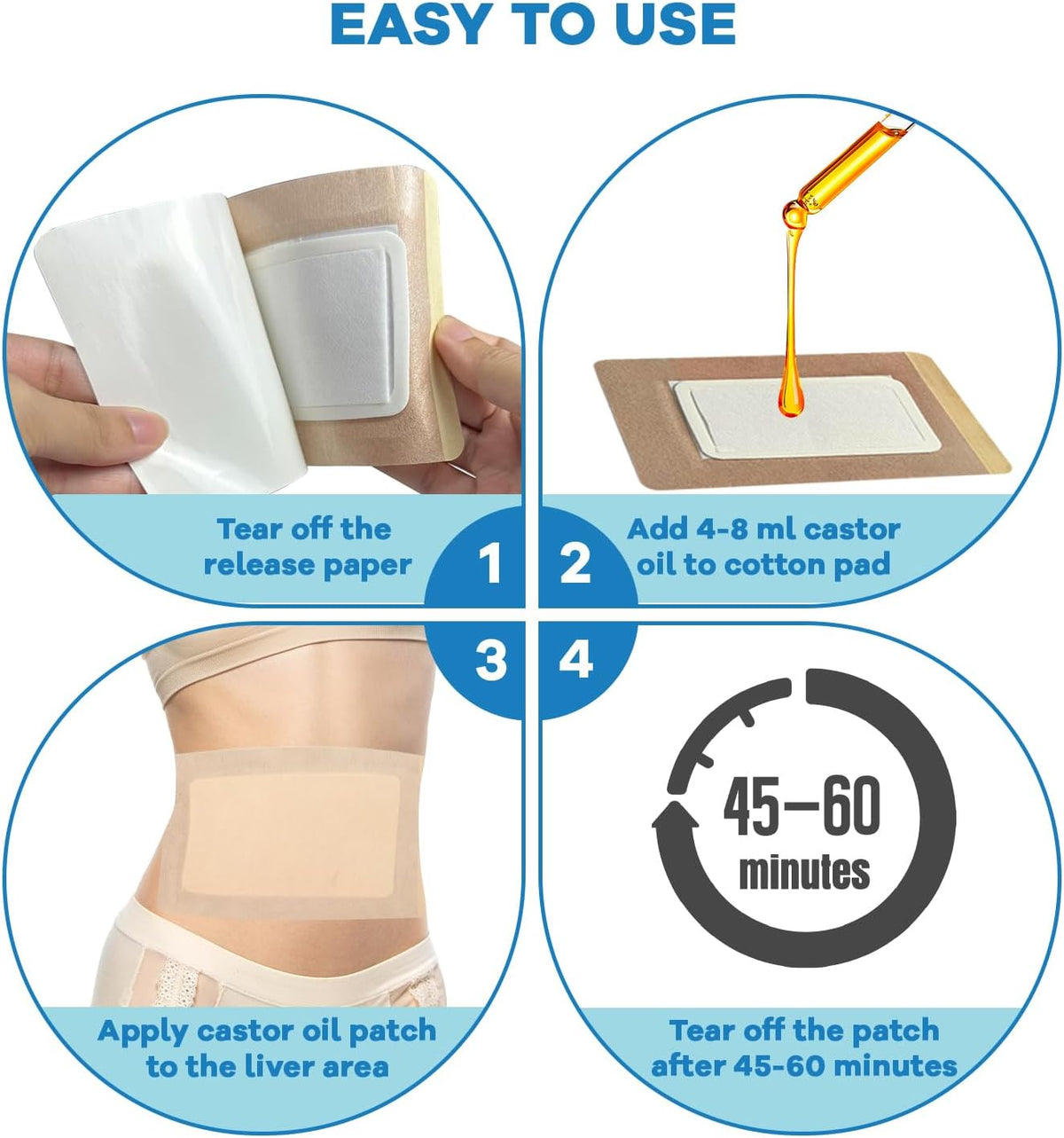 Disposable Castor Oil Patches, Castor Oil Pack Wrap