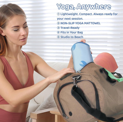 Pink Bow Yoga Mat Towel with Grip Dot Preppy Coquette Bow Non Slip