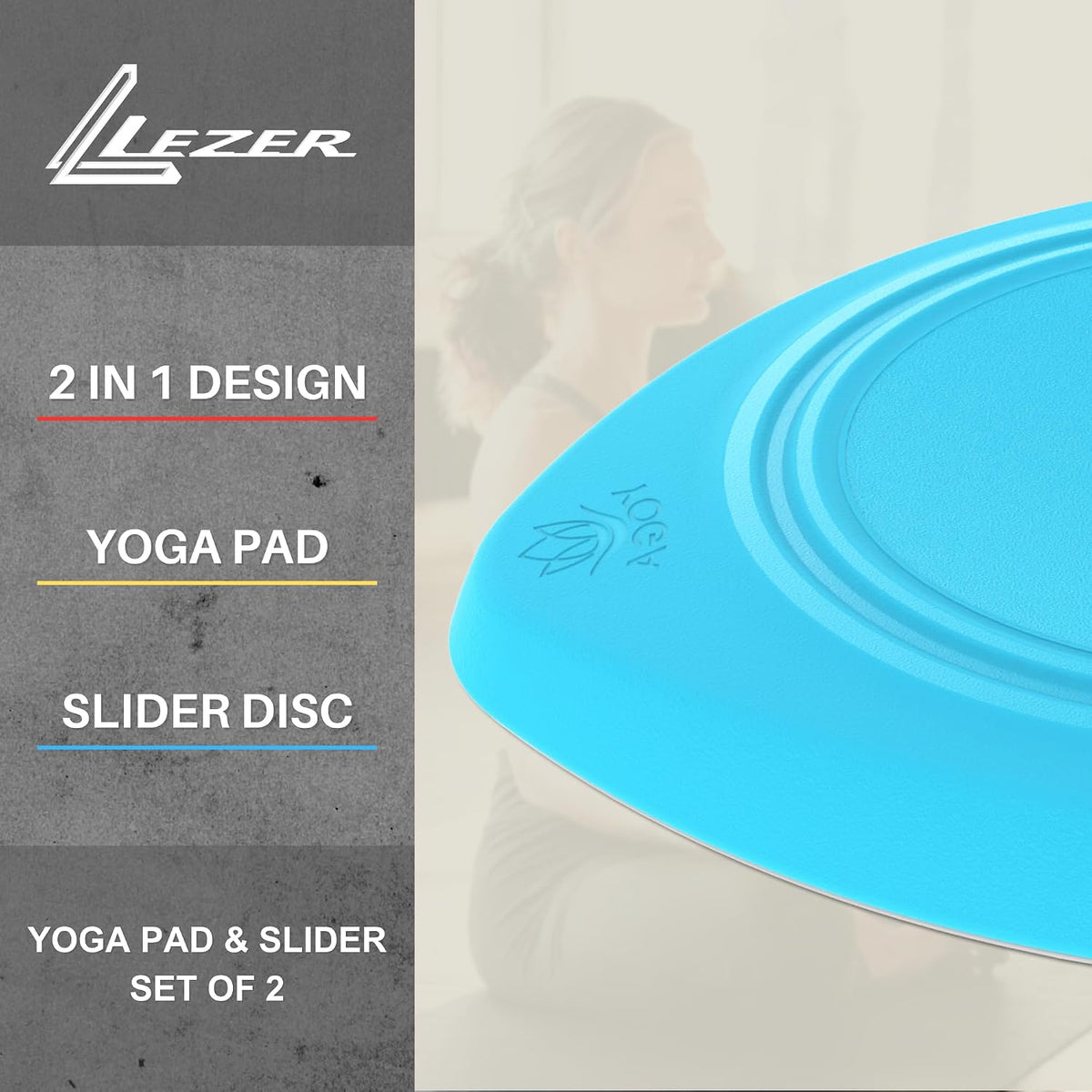 2 IN 1 Yoga Knee Pad Slider, Core Gliding Disc, Extra Thick Yoga Mat, Cushion, Wrist Support, Exercise, Home Gym Workout Equipment, Honeycomb Structure, Set of 2