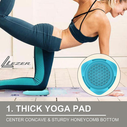 2 IN 1 Yoga Knee Pad Slider, Core Gliding Disc, Extra Thick Yoga Mat, Cushion, Wrist Support, Exercise, Home Gym Workout Equipment, Honeycomb Structure, Set of 2