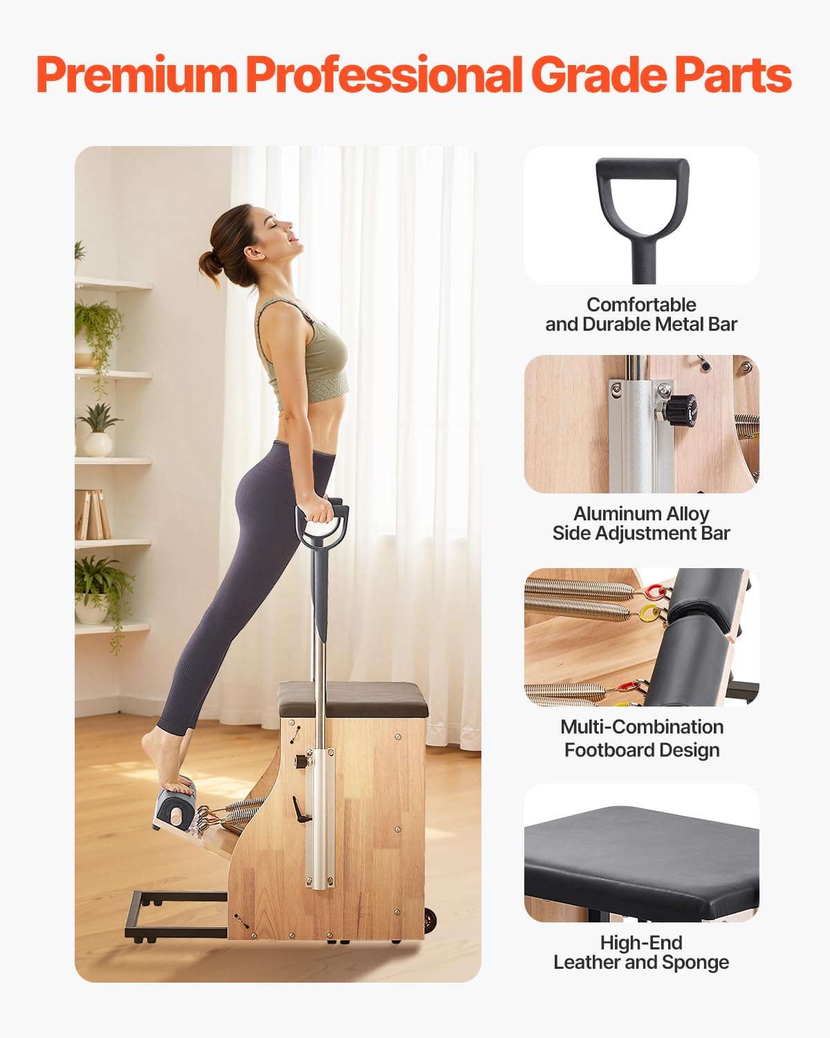 Pilates Reformer Foldable, Suitable for Intermediate and Beginners Users, Pilates Equipment for Home Gym Studio Use with 4 Adjustable Resistance Spring, Up to 400 LBS