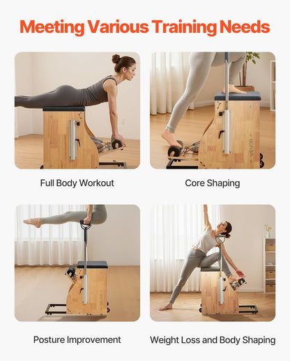 Pilates Reformer Foldable, Suitable for Intermediate and Beginners Users, Pilates Equipment for Home Gym Studio Use with 4 Adjustable Resistance Spring, Up to 400 LBS