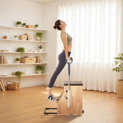 Pilates Reformer Foldable, Suitable for Intermediate and Beginners Users, Pilates Equipment for Home Gym Studio Use with 4 Adjustable Resistance Spring, Up to 400 LBS