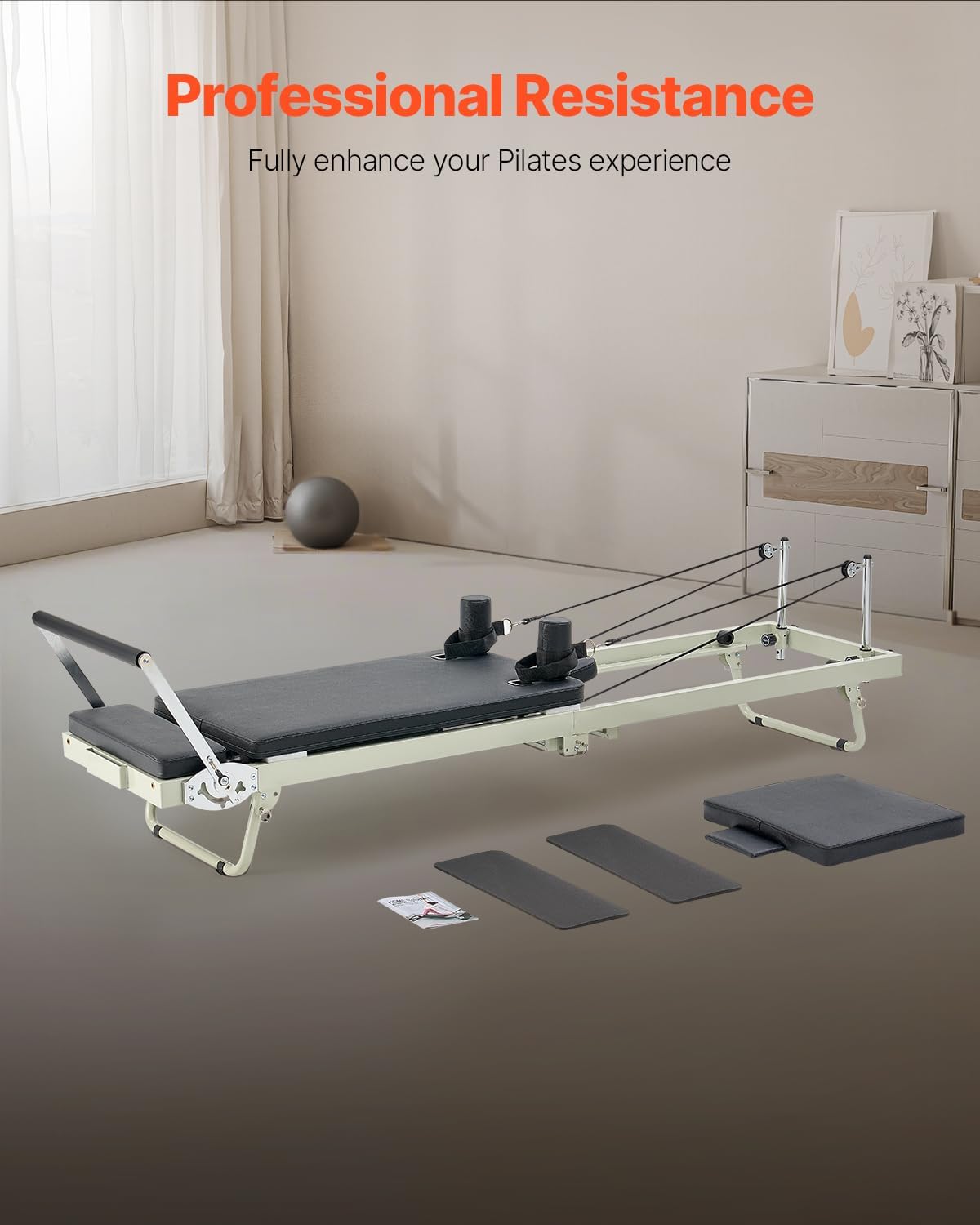 Pilates Reformer Foldable, Suitable for Intermediate and Beginners Users, Pilates Equipment for Home Gym Studio Use with 4 Adjustable Resistance Spring, Up to 400 LBS