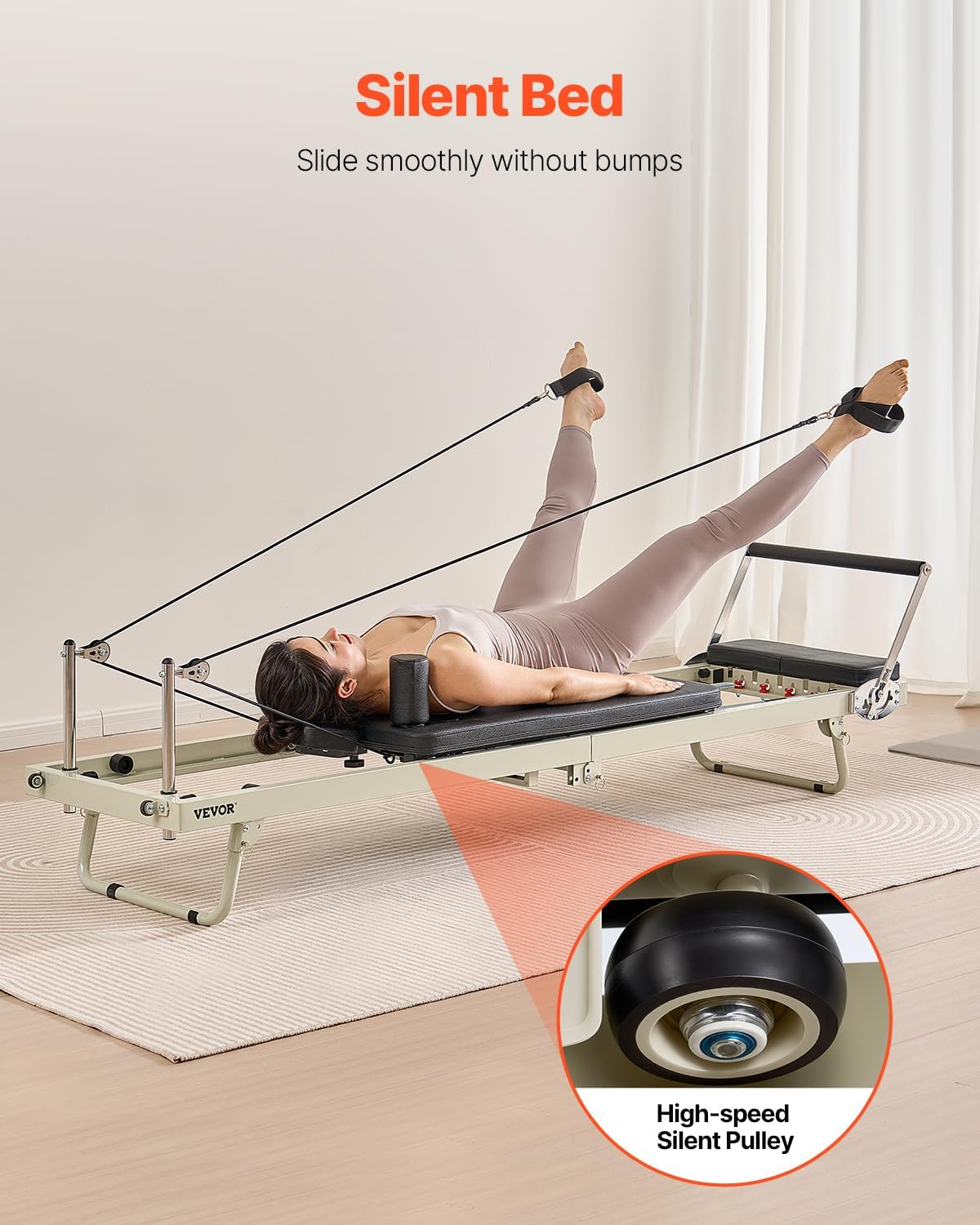 Pilates Reformer Foldable, Suitable for Intermediate and Beginners Users, Pilates Equipment for Home Gym Studio Use with 4 Adjustable Resistance Spring, Up to 400 LBS