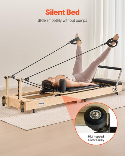 Pilates Reformer Foldable, Suitable for Intermediate and Beginners Users, Pilates Equipment for Home Gym Studio Use with 4 Adjustable Resistance Spring, Up to 400 LBS