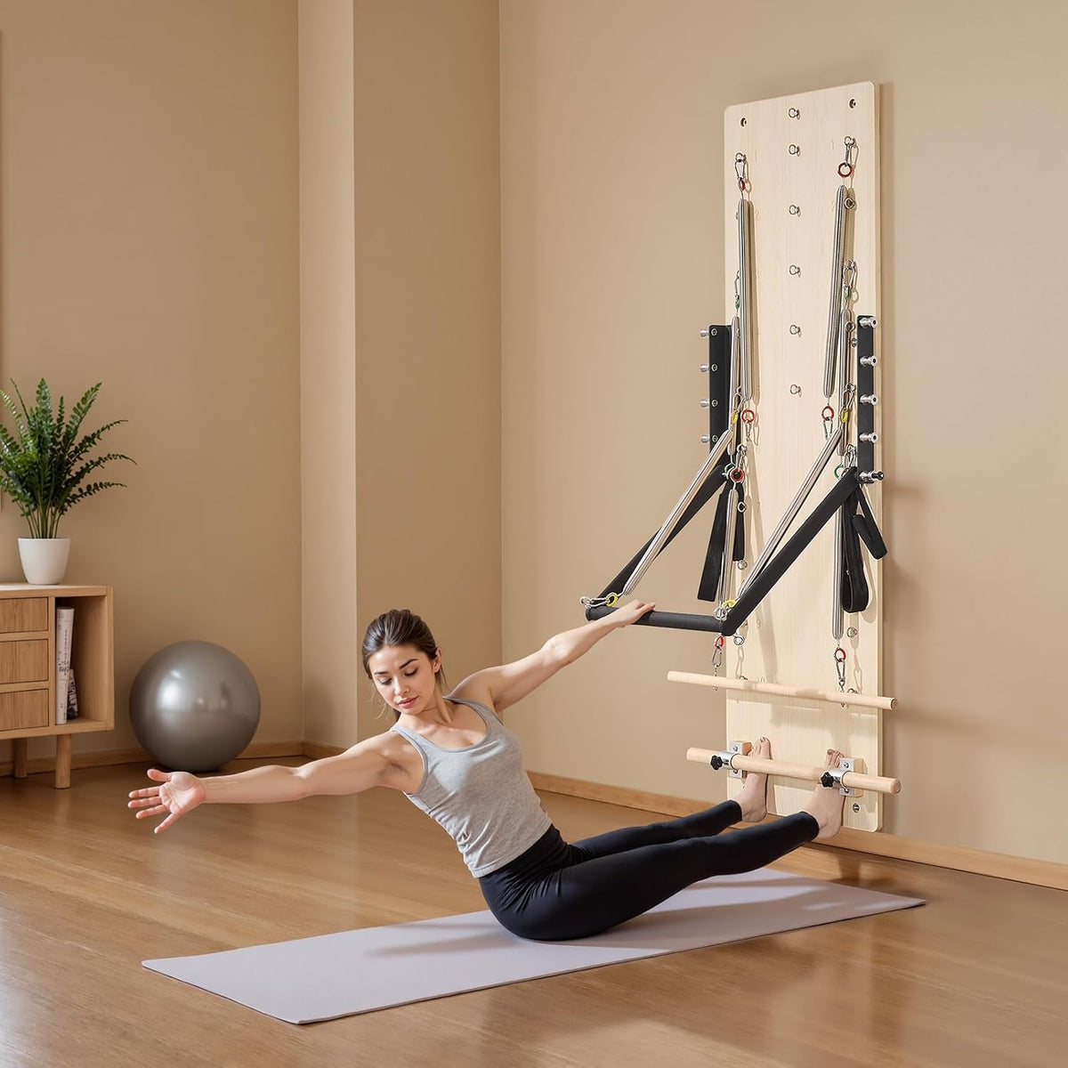 Pilates Reformer Foldable, Suitable for Intermediate and Beginners Users, Pilates Equipment for Home Gym Studio Use with 4 Adjustable Resistance Spring, Up to 400 LBS