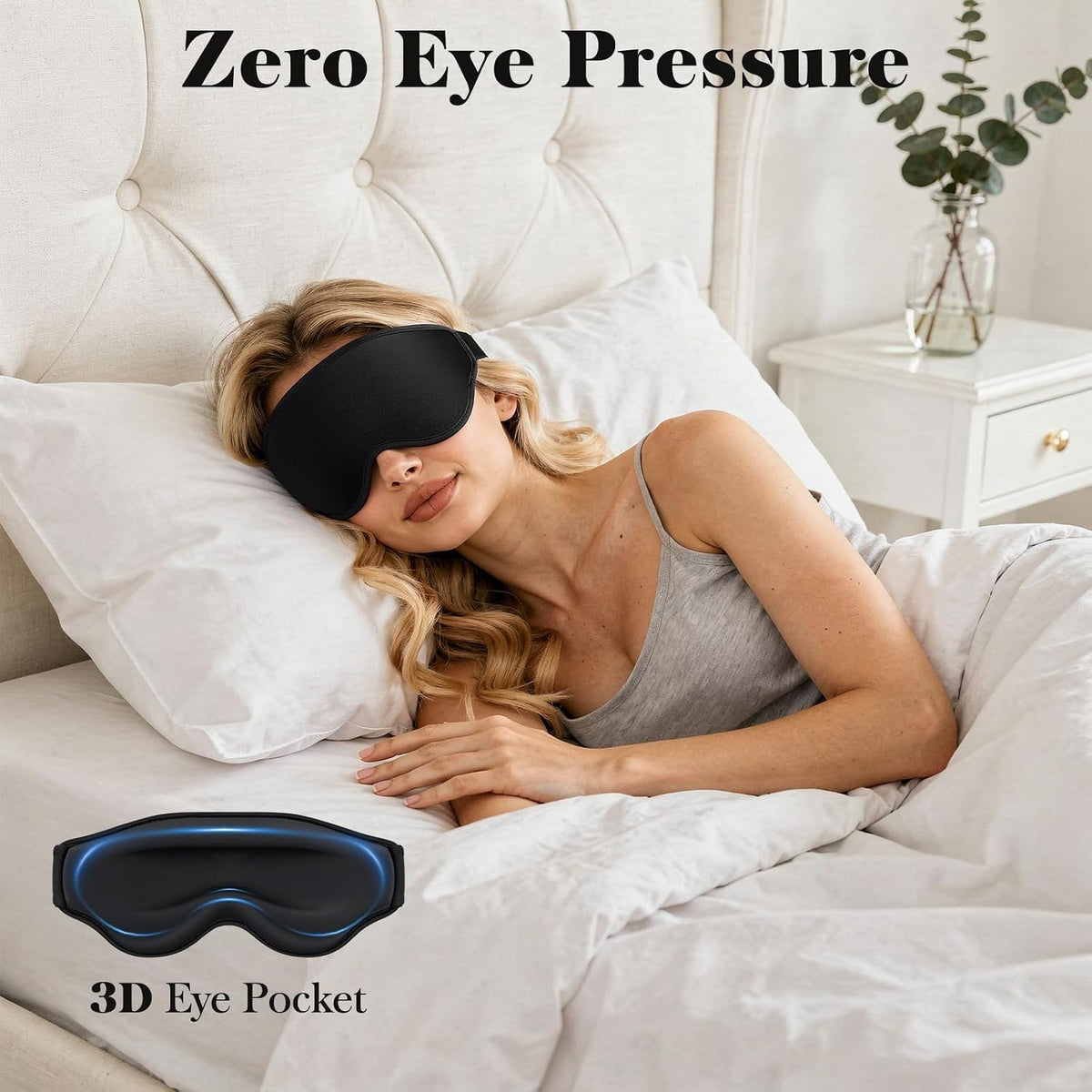 3D Eye Mask Sleep Mask for Men & Women, Black