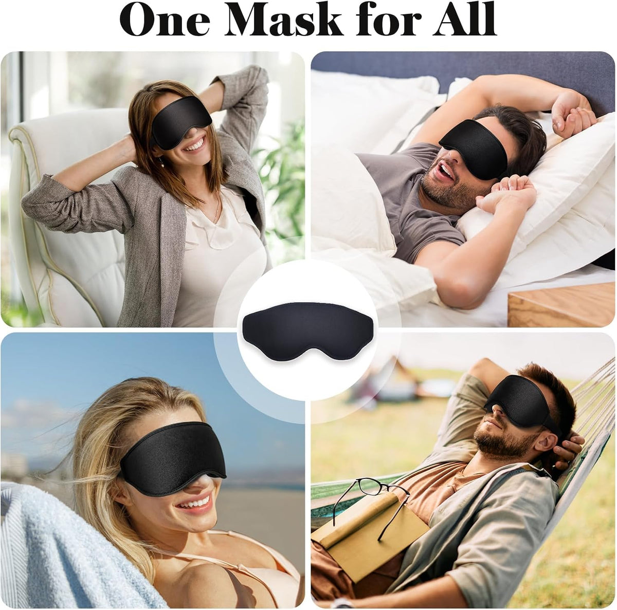 3D Eye Mask Sleep Mask for Men & Women, Black