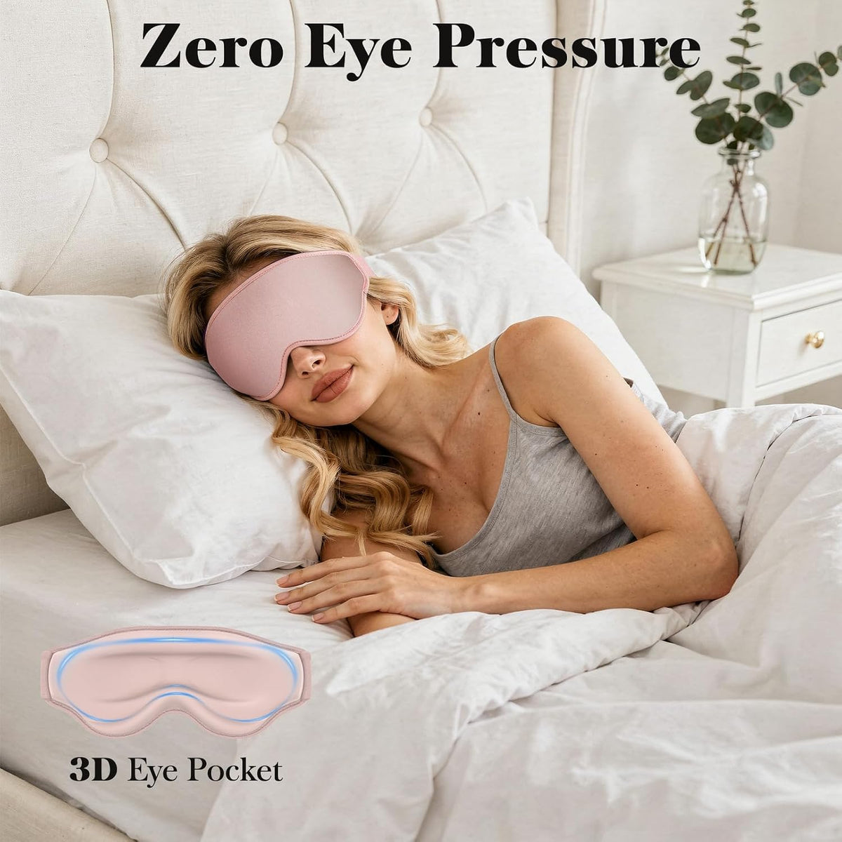 3D Eye Mask Sleep Mask for Men & Women, Black