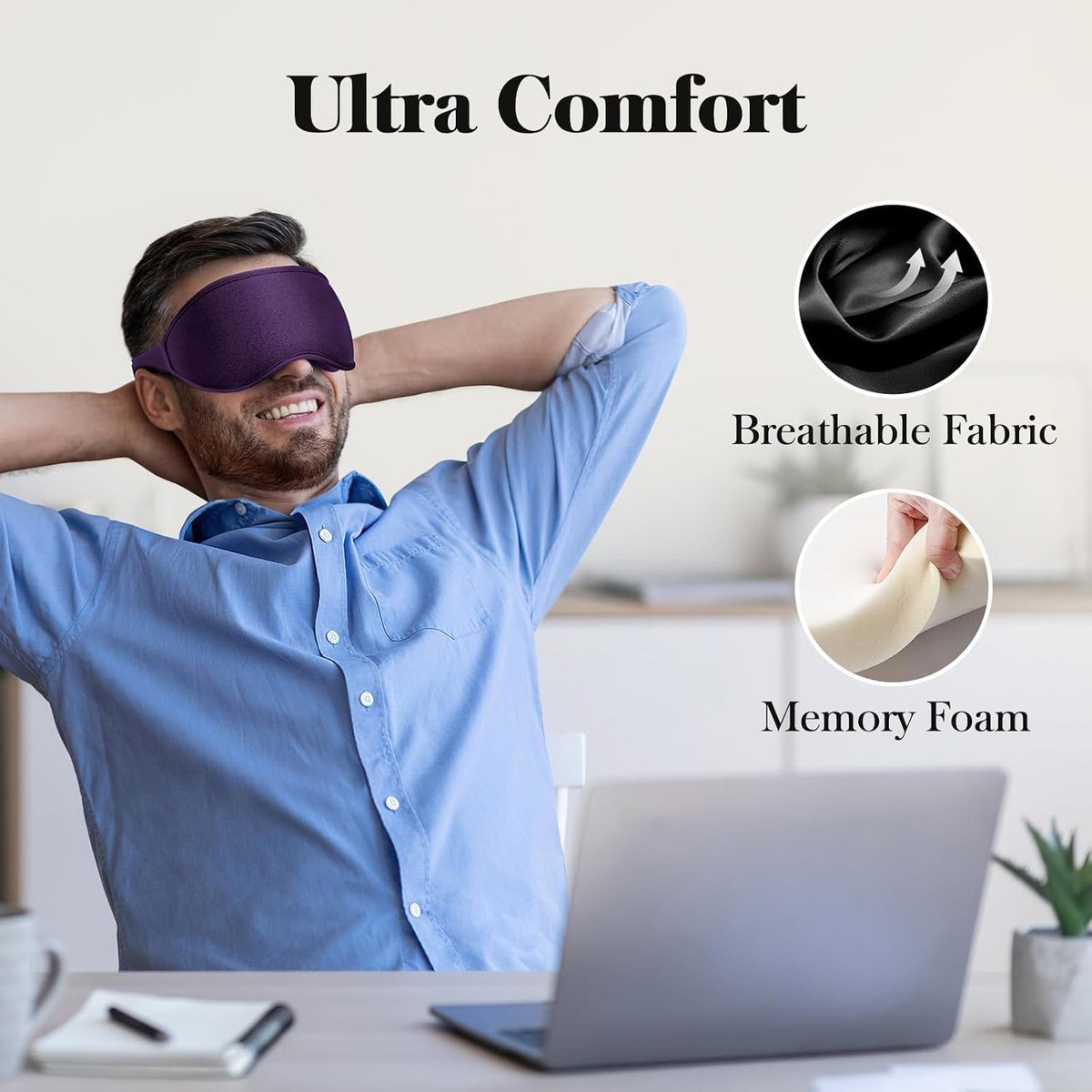 3D Eye Mask Sleep Mask for Men & Women, Black