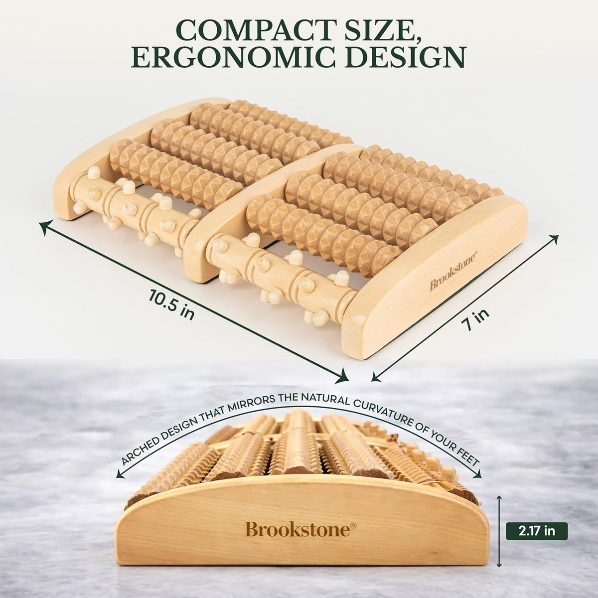 Foot Massager Roller Plantar Fasciitis Pain Relief - Wooden Under Desk Feet Massage - Dual Manual Heel Massagers - Wood Rolling Acupressure Tool with Reflexology Guide - Gift for Men, Women