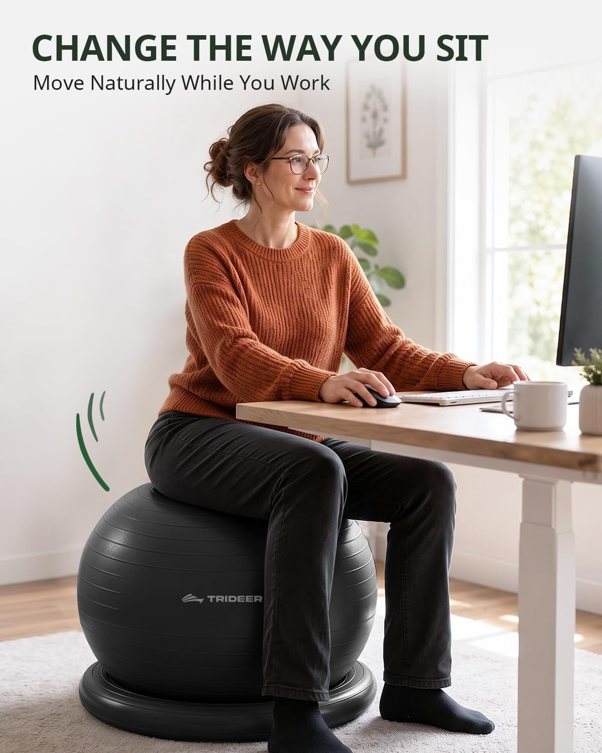 Exercise Ball Chair – Yoga Ball Chair for Office, Pregnancy & Home
