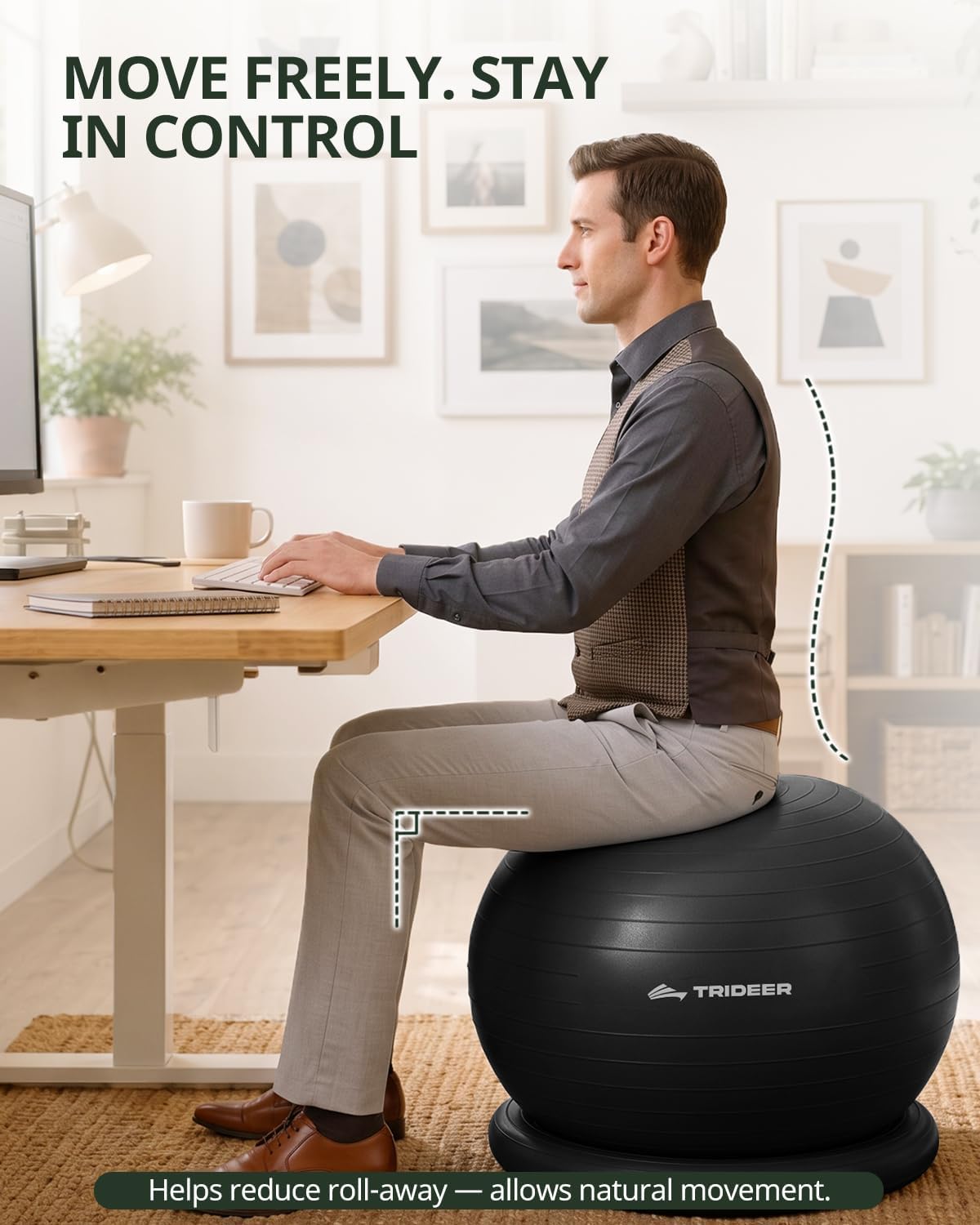 Exercise Ball Chair – Yoga Ball Chair for Office, Pregnancy & Home