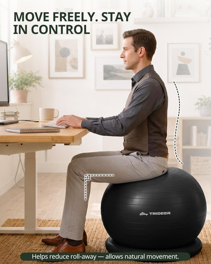 Exercise Ball Chair – Yoga Ball Chair for Office, Pregnancy & Home