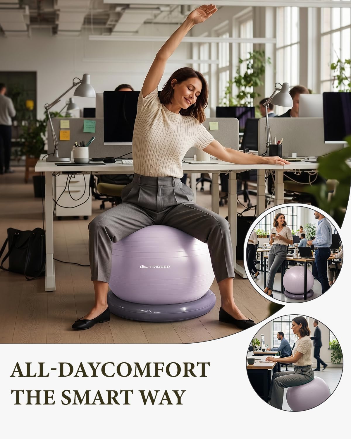 Exercise Ball Chair – Yoga Ball Chair for Office, Pregnancy & Home