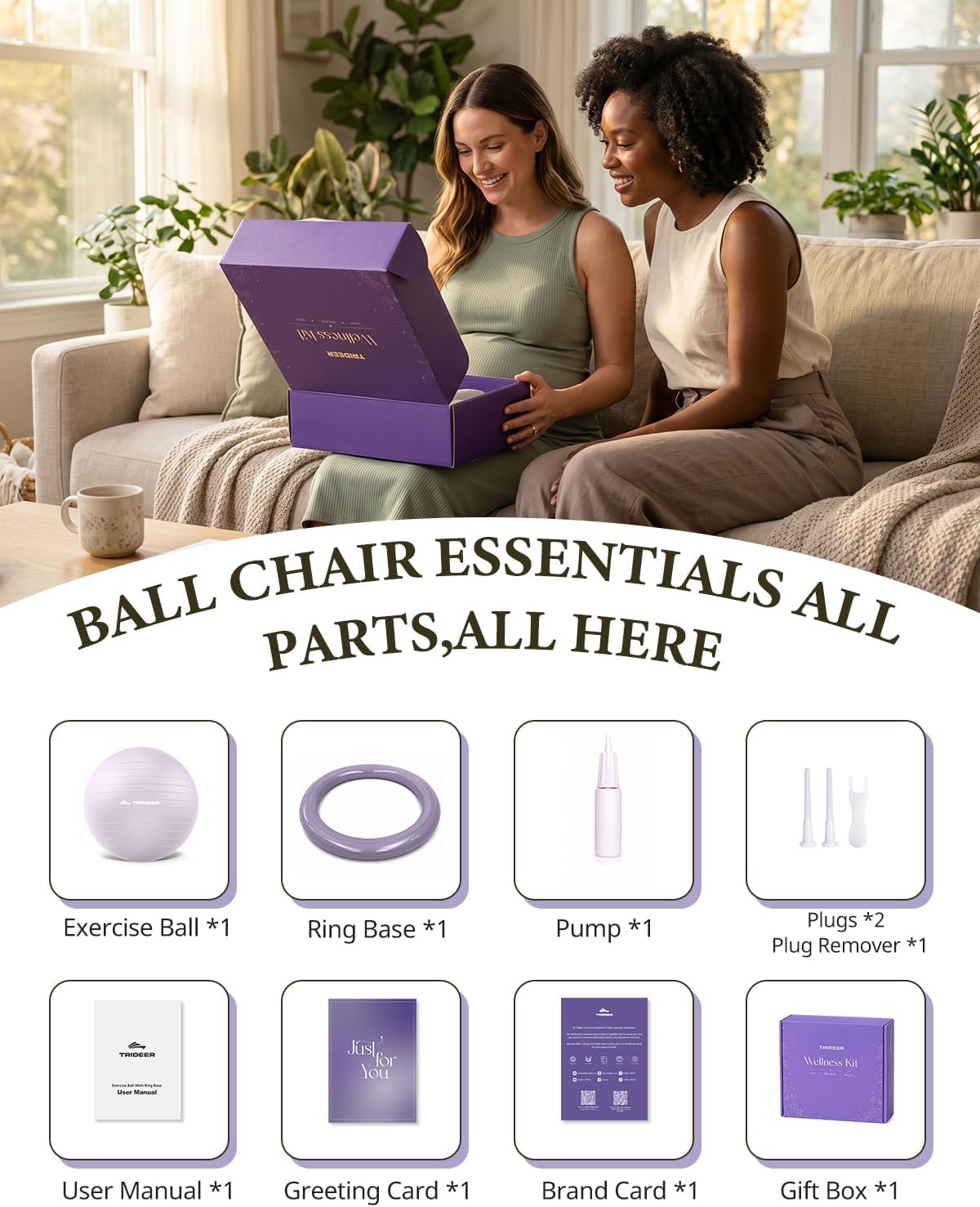 Exercise Ball Chair – Yoga Ball Chair for Office, Pregnancy & Home