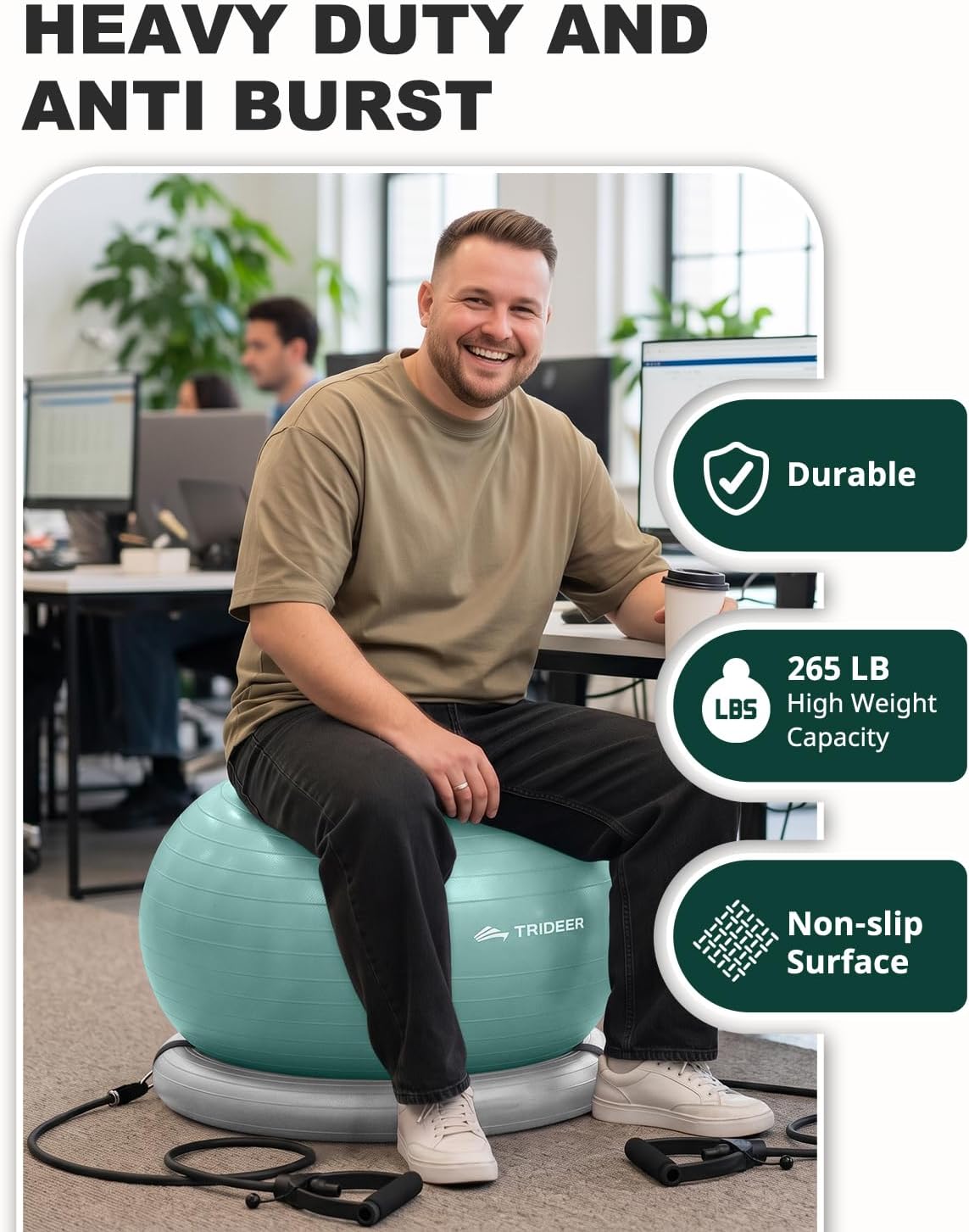 Exercise Ball Chair – Yoga Ball Chair for Office, Pregnancy & Home