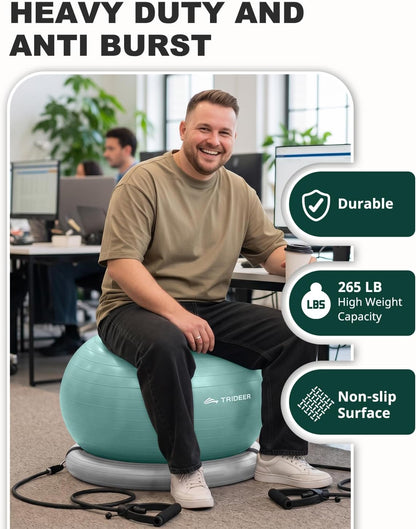 Exercise Ball Chair – Yoga Ball Chair for Office, Pregnancy & Home