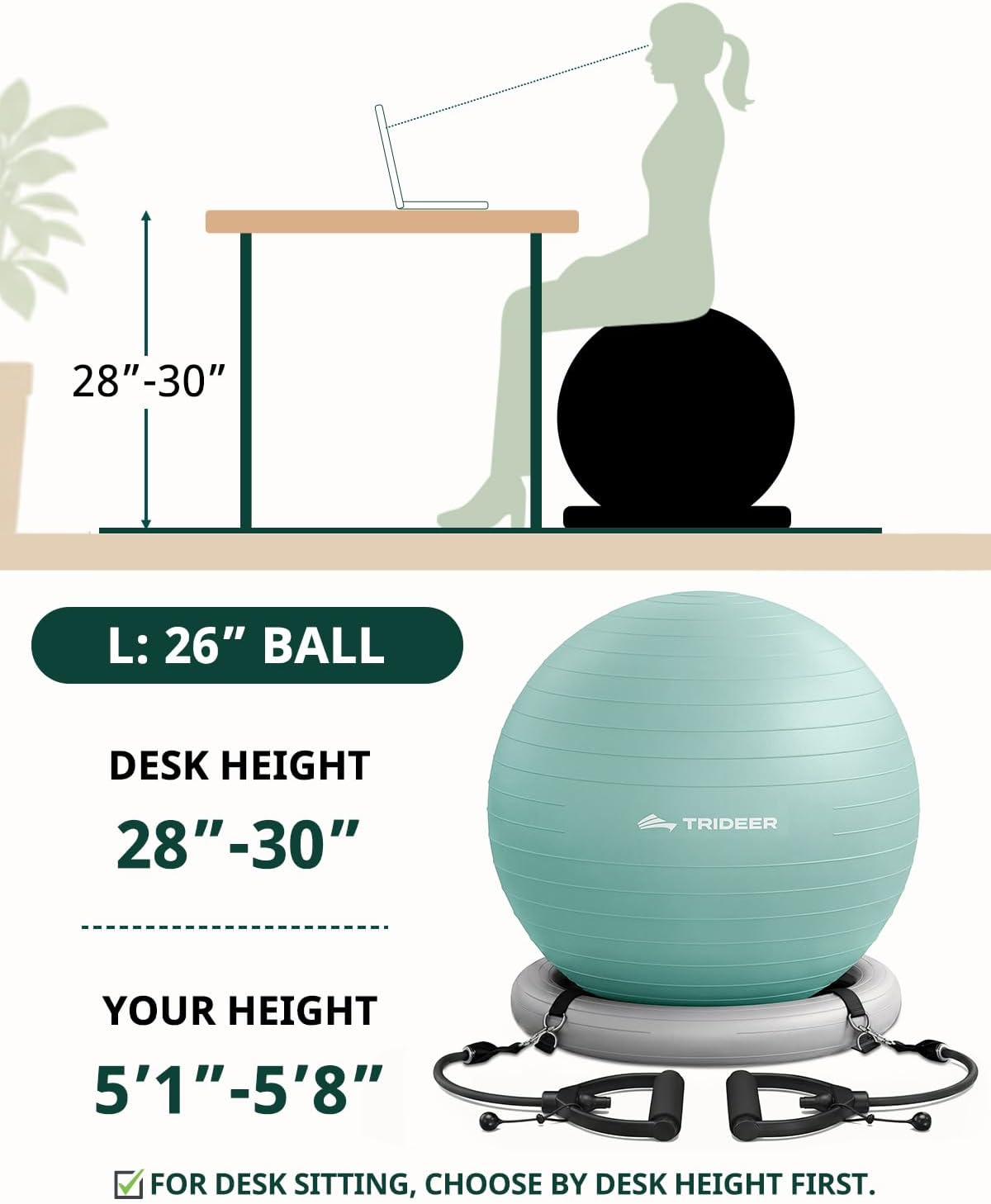 Exercise Ball Chair – Yoga Ball Chair for Office, Pregnancy & Home
