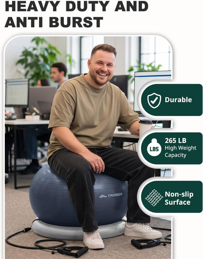 Exercise Ball Chair – Yoga Ball Chair for Office, Pregnancy & Home