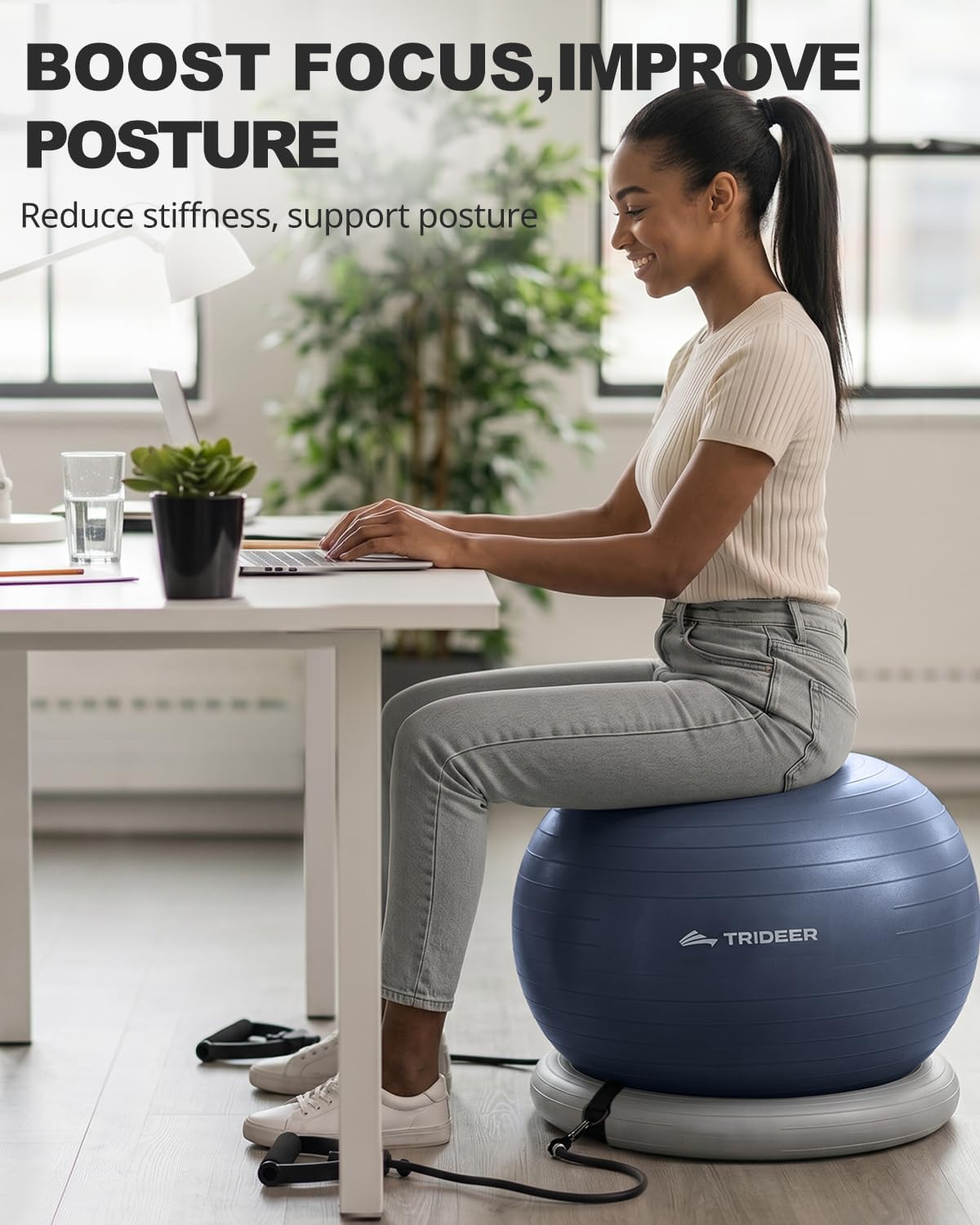 Exercise Ball Chair – Yoga Ball Chair for Office, Pregnancy & Home