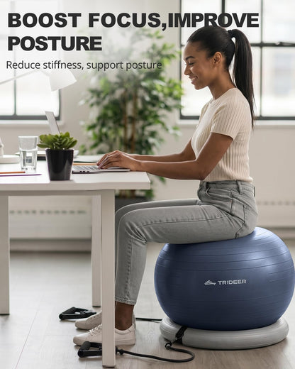 Exercise Ball Chair – Yoga Ball Chair for Office, Pregnancy & Home