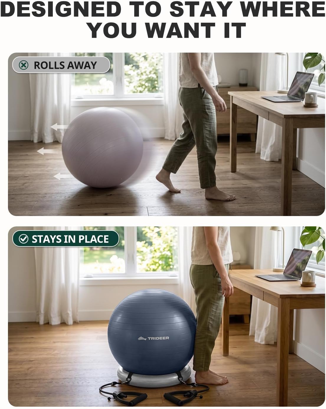 Exercise Ball Chair – Yoga Ball Chair for Office, Pregnancy & Home