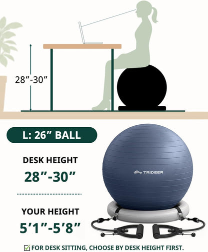 Exercise Ball Chair – Yoga Ball Chair for Office, Pregnancy & Home