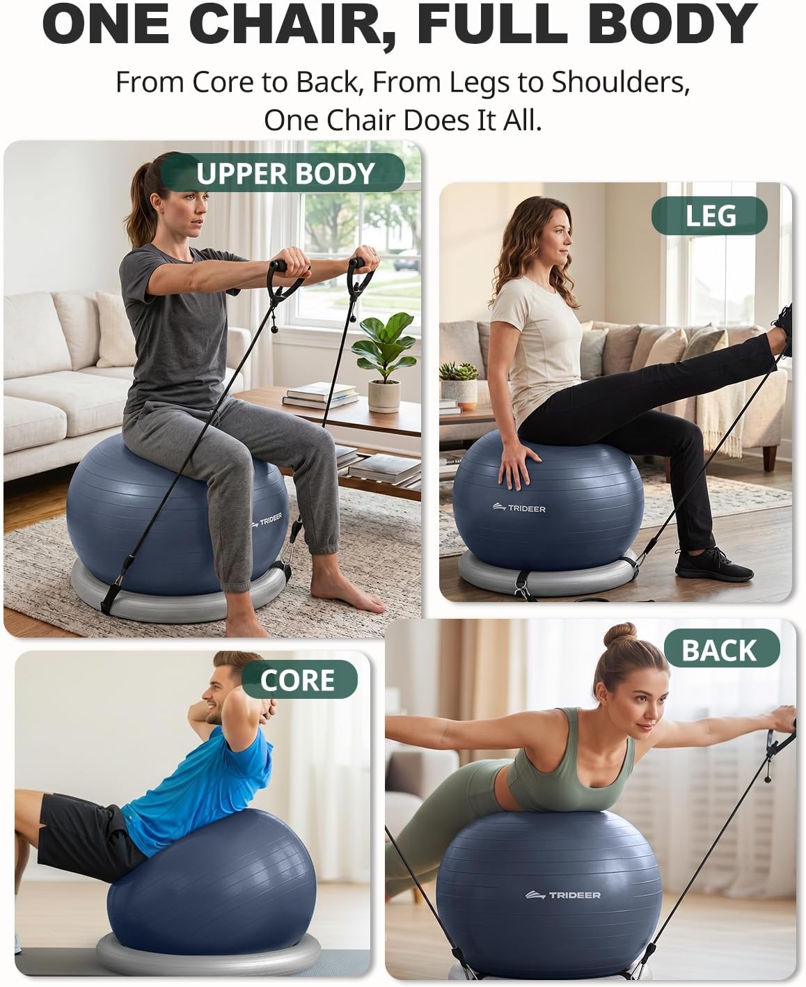 Exercise Ball Chair – Yoga Ball Chair for Office, Pregnancy & Home