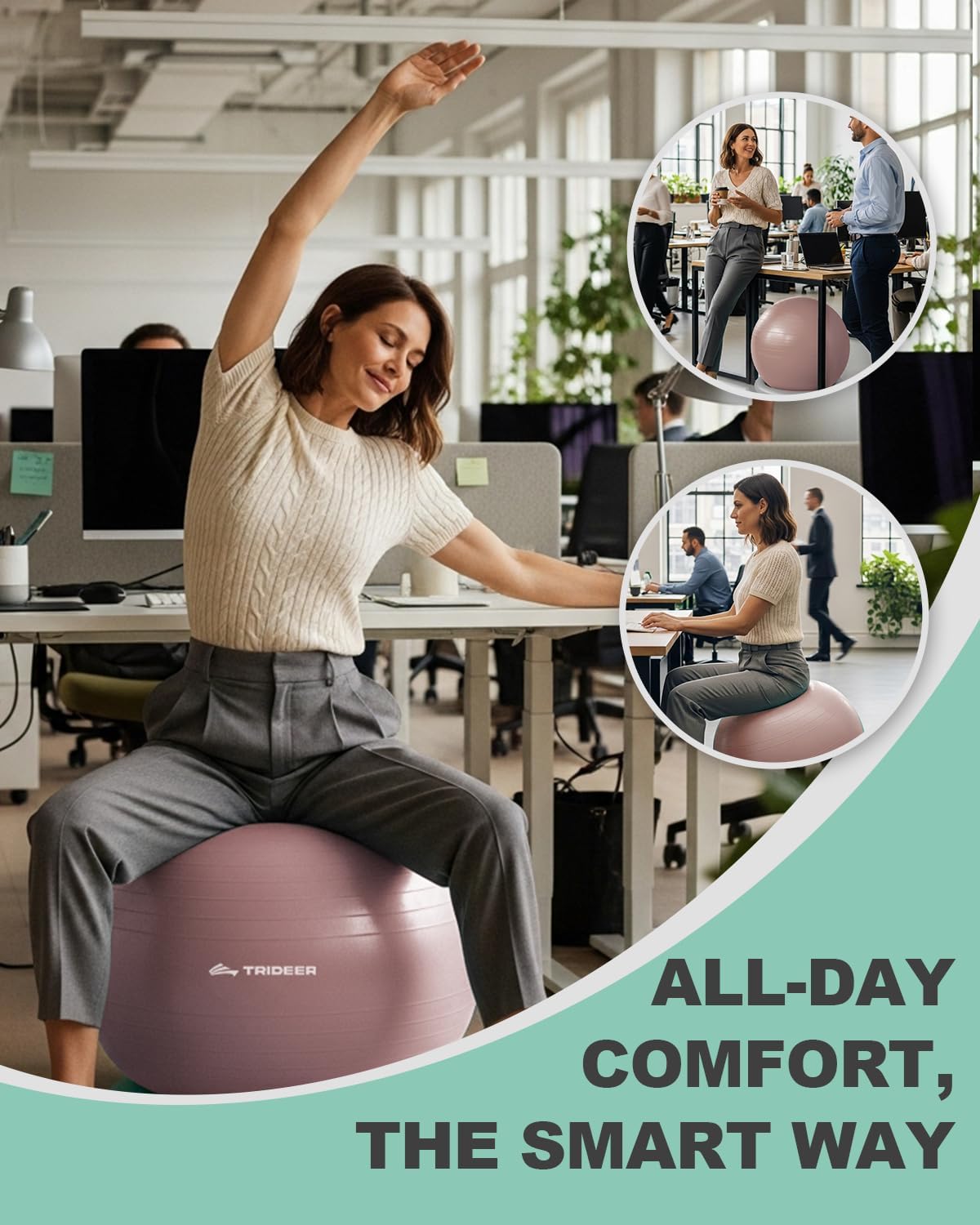 Exercise Ball Chair – Yoga Ball Chair for Office, Pregnancy & Home