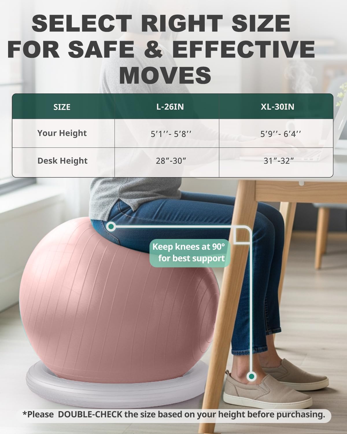 Exercise Ball Chair – Yoga Ball Chair for Office, Pregnancy & Home