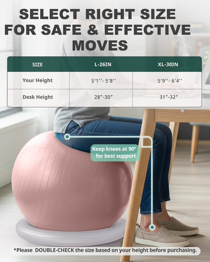 Exercise Ball Chair – Yoga Ball Chair for Office, Pregnancy & Home