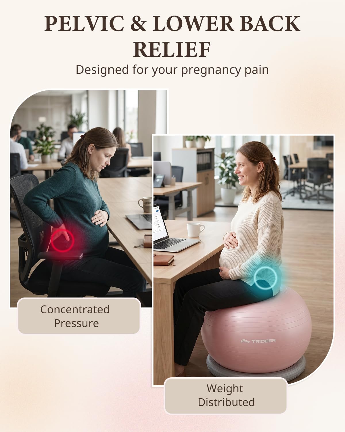 Exercise Ball Chair – Yoga Ball Chair for Office, Pregnancy & Home