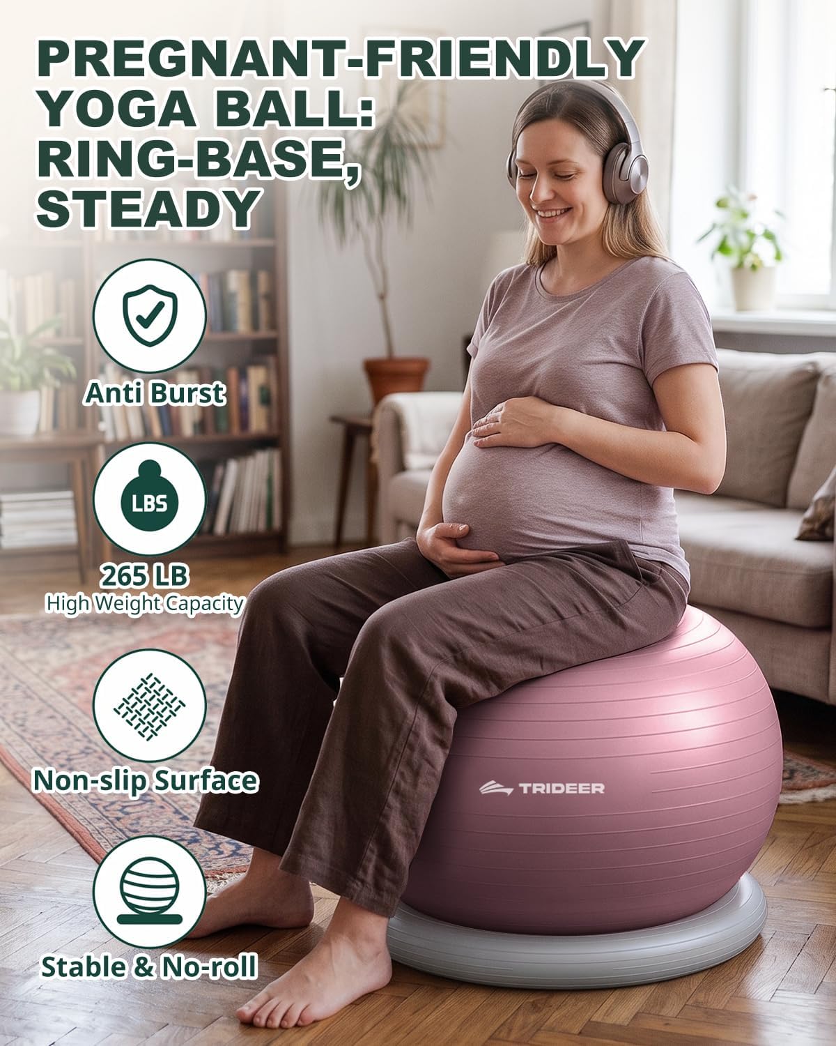 Exercise Ball Chair – Yoga Ball Chair for Office, Pregnancy & Home