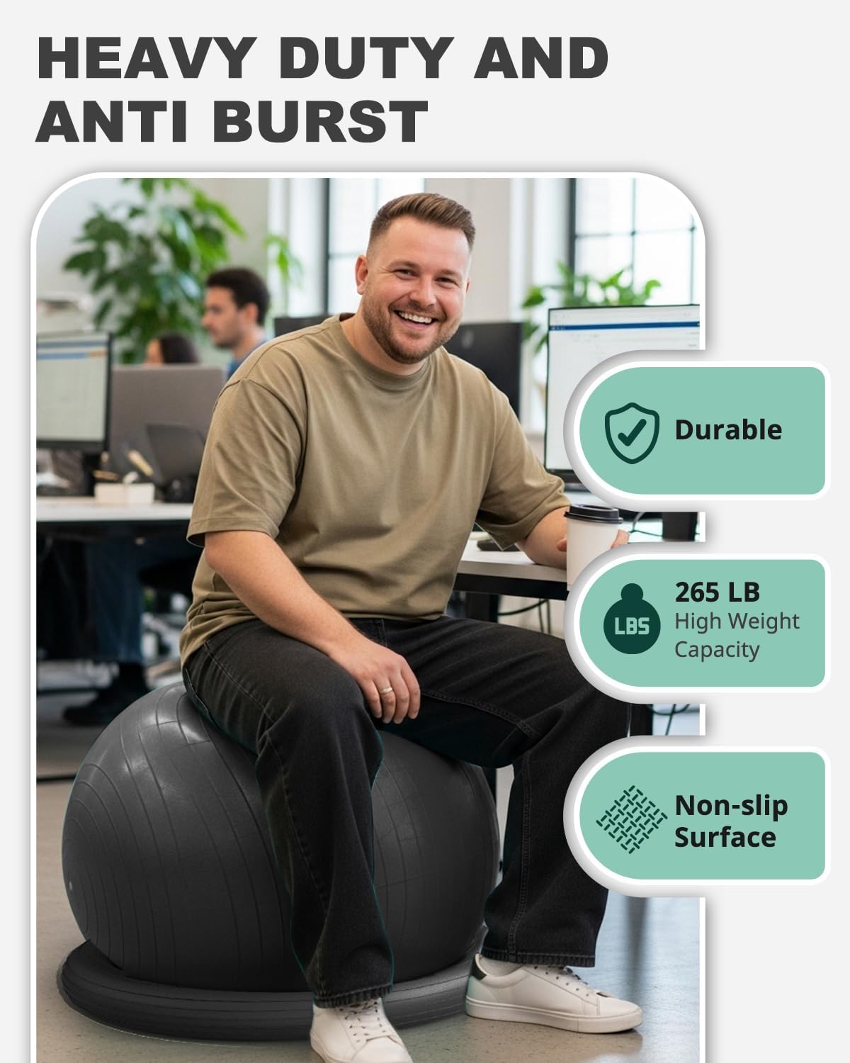 Exercise Ball Chair – Yoga Ball Chair for Office, Pregnancy & Home